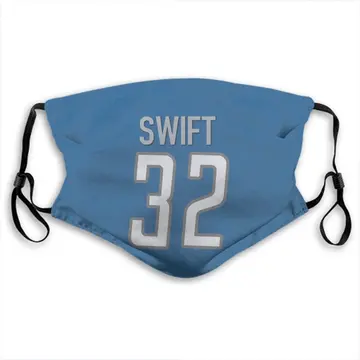 D'Andre Swift Detroit Lions Blue Washable & Reusable Face Mask