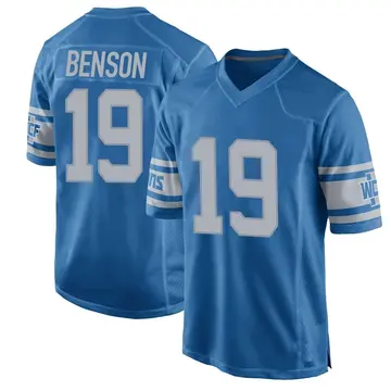 Youth Trinity Benson Detroit Lions Game Blue Throwback Vapor Untouchable Jersey